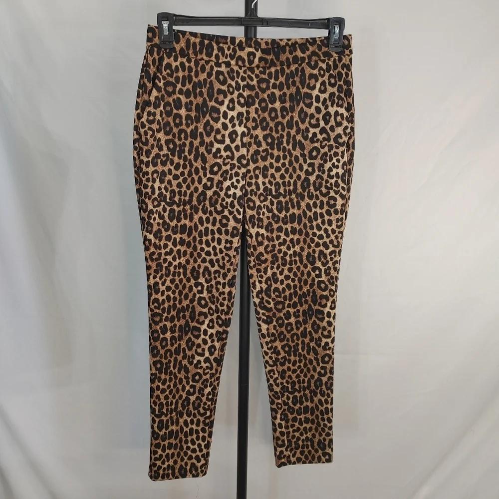 MICHAEL Michael Kors Leopard Print Ankle Pants Medium Animal Print Slim Career